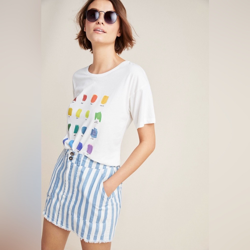 ANTHROPOLOGIE Rainbow Color Swatch Tee - Sz XXS